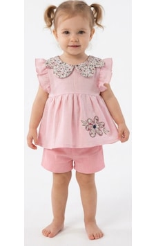 İrem Çocuk Giyim Kız Bebek Müslin Kumaş Yakalı Çiçek Nakışlı Sırtı Çıtçıt Kapamalı Açık Pembe Renk Şortlu Takım Pembe İrem Çocuk Giyim Kız Bebek Müslin Kumaş Yakalı Çiçek Nakışlı Sırtı Çıtçıt Kapamalı Açık Pembe Renk Şortlu Takım Pembe