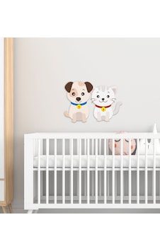 BK Gift Sevimli Kedi ve Köpek Tasarımlı Çocuk Odası Ahşap Duvar S BK Gift Sevimli Kedi ve Köpek Tasarımlı Çocuk Odası Ahşap Duvar S