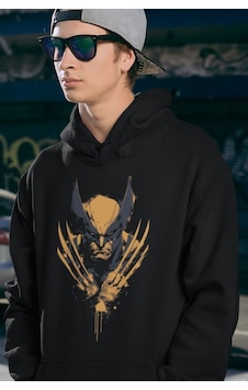 Sevbano Tasarım Wolverine Baskılı Unisex Oversize Marvel Hoodie Siyah Sevbano Tasarım Wolverine Baskılı Unisex Oversize Marvel Hoodie Siyah