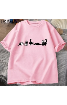 Flood Of Style Beş Ruh Kediler T-shirt Boy Kedi Anne Tee Komik Pamuk Kısa Kollu Kedi Severler T Shirt Erkek Pembe Flood Of Style Beş Ruh Kediler T-shirt Boy Kedi Anne Tee Komik Pamuk Kısa Kollu Kedi Severler T Shirt Erkek Pembe