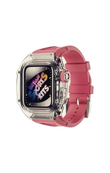 Apple Uyumlu  Watch 45mm Rugged Şeffaf Kasa Profesyonel Koruyucu Ve Silikon Kordon Gül Kurusu