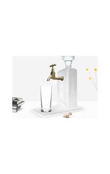 Bk Home Musluklu Doğal Ahşap Rakı Standı - Vintage Beyaz Bk Home Musluklu Doğal Ahşap Rakı Standı - Vintage Beyaz