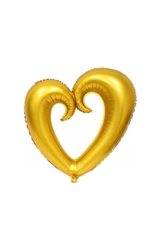 Folyo balon kalp ortası boş altın 96x109cm p1 Folyo balon kalp ortası boş altın 96x109cm p1
