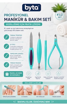 4 Lü Profesyonel Manikür Ve Tırnak Bakım Seti Törpü, Et İtici, Temizleme Aparatı Ve Tırnak Pensi 4 Lü Profesyonel Manikür Ve Tırnak Bakım Seti Törpü, Et İtici, Temizleme Aparatı Ve Tırnak Pensi