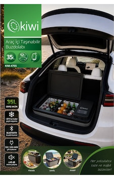 Kiwi Kım-4755 Tesla Uyumlu Araç İçi Taşınabilir Buzdolabı 35l & -20c & 12v/220v & Bluetooth