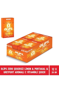 Olips Zero Şekersiz Limon & Portakal & Greyfurt Aromalı C Vitaminli Şeker 12 x 28 G Olips Zero Şekersiz Limon & Portakal & Greyfurt Aromalı C Vitaminli Şeker 12 x 28 G