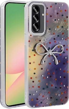 Samsung Uyumlu Galaxy A56 Kılıf Kamera Korumalı Figürlü Zore Ponti Silikon Kapak Lila