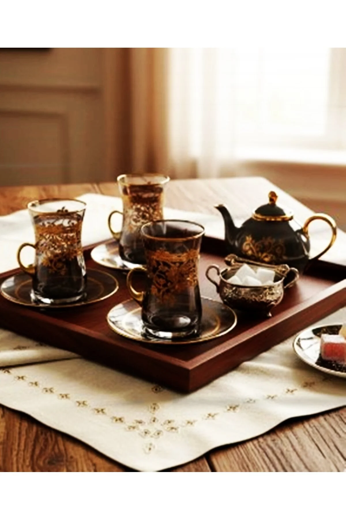 Paşabahçe Pantoğraf Gold Mavi Lüster 12 Parça Çay Takımı - Kulplu Lüks Çeyiz Seti Şeffaf Paşabahçe Pantoğraf Gold Mavi Lüster 12 Parça Çay Takımı - Kulplu Lüks Çeyiz Seti Şeffaf