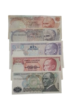 6. 7. Emisyon 5 Adet Koleksiyon Kağıt Para. Eski Para. Koll0012