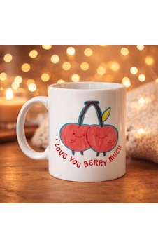 I Love You Berry Much Tasarımlı Kupa Model 12 Sevimli Kiraz Desenli Porselen Kahve Kupası - Hediye Fincanı Renkli I Love You Berry Much Tasarımlı Kupa Model 12 Sevimli Kiraz Desenli Porselen Kahve Kupası - Hediye Fincanı Renkli