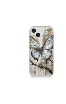 Apple Uyumlu iPhone 15 Plus Gri Kelebek Desenli Silikon Kılıf Silikon Apple Uyumlu iPhone 15 Plus Gri Kelebek Desenli Silikon Kılıf Silikon