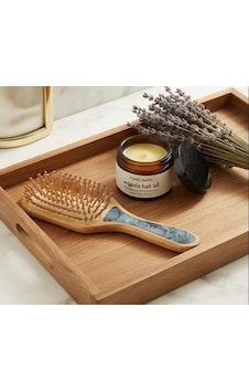 Bambu Saç Fırçası 20 Cm Doğal Ahşap Saç Tarak Fırça Saç Derisi Masajlı Mavi Desenli Bambu Saç Fırçası 20 Cm Doğal Ahşap Saç Tarak Fırça Saç Derisi Masajlı Mavi Desenli