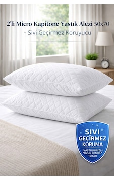 2 Li 50x70 Yastık Alezi Micro Kapitone, Sıvı Geçirmez & Koruyucu Beyaz 2 Li 50x70 Yastık Alezi Micro Kapitone, Sıvı Geçirmez & Koruyucu Beyaz