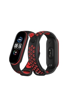 Ugr02 Xiaomi Mi Band 6 Spor Delikli Kordon - Siyah-kırmızı Ugr02 Xiaomi Mi Band 6 Spor Delikli Kordon - Siyah-kırmızı
