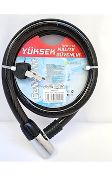 Wetto Çelik Kilit 18x1000 Mm Anahtarlı Bisiklet & Motosiklet Güvenlik Kilidi Siyah