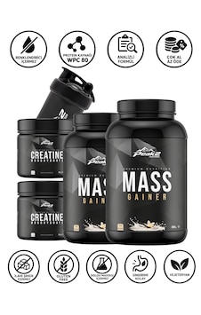 Hacim Paketi 15: 2 Adet Mass Gainer 2x3 Kg Vanilya + 2 Adet Kreatin Monohidrat 2x300 Gr Aromasız + Shaker Hacim Paketi 15: 2 Adet Mass Gainer 2x3 Kg Vanilya + 2 Adet Kreatin Monohidrat 2x300 Gr Aromasız + Shaker