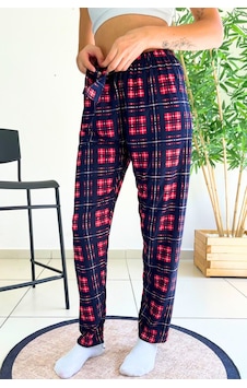 Farya Home Dreamy Soft Kadife Dokulu Ekose Kareli Süet Pijama Altı Pantolon Lacivert Farya Home Dreamy Soft Kadife Dokulu Ekose Kareli Süet Pijama Altı Pantolon Lacivert