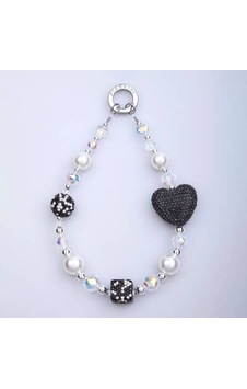 Lexroo Parlayan Taş Tasarımlı 30mm Dot Drill Heart Telefon Bilek Askı İpi - Siyah Lexroo Parlayan Taş Tasarımlı 30mm Dot Drill Heart Telefon Bilek Askı İpi - Siyah
