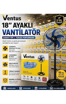 Ventus Fs-18 18'' Sanayi Tipi Ayaklı Vantilatör 80w 3 Kademeli Metal Kafesli Sessiz Çalışma Salınımlı Fan Ventus Fs-18 18'' Sanayi Tipi Ayaklı Vantilatör 80w 3 Kademeli Metal Kafesli Sessiz Çalışma Salınımlı Fan