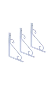 Ayarlı Dekoratif Metal Raf Ayağı Seti Beyaz Renkli - 2 Adet Raf Ayağı + Dubel + Vida