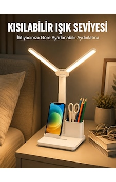Buğz Kısılabilir Led Masa Lambası Kalemlik, Telefon Standı Ve Okuma Işığı Bir Arada Yeni Nesil .