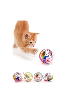 Peluş Fareli Kedi Köpek Oyuncağı, Metal Kafesli, 6 Cm Peluş Fareli Kedi Köpek Oyuncağı, Metal Kafesli, 6 Cm