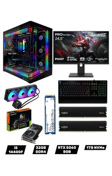 Gameline Symoonpc0056 i5-14400F 32 GB 1 TB SSD RTX 5060 24.5" Free Dos Masaüstü Oyuncu Bilgisayarı