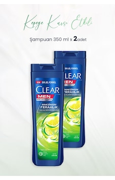 Clear Men Kepeğe Karşı Etkili Şampuan Maksimum Ferahlık Limon Özlü 2 x 350 ML Clear Men Kepeğe Karşı Etkili Şampuan Maksimum Ferahlık Limon Özlü 2 x 350 ML