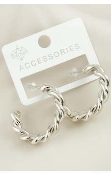 Burgulu - 896 - Trend Halka Metal - Glblseme - Küpe-gümüş Rengi