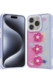 Zore Apple Uyumlu iPhone 15 Pro Kılıf Parlayan Sıvılı Simli Kabartma Figürlü Cevze Kapak-mor P Mor Pansm-ya Zore Apple Uyumlu iPhone 15 Pro Kılıf Parlayan Sıvılı Simli Kabartma Figürlü Cevze Kapak-mor P Mor Pansm-ya