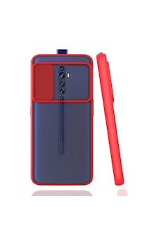 Kilifone - Oppo Uyumlu Reno 2z - Kılıf Slayt Sürgülü Arkası Buzlu Lensi Kapak - Kırmızı Kilifone - Oppo Uyumlu Reno 2z - Kılıf Slayt Sürgülü Arkası Buzlu Lensi Kapak - Kırmızı
