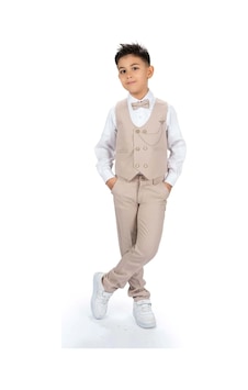 Mnk Baby & Kids Erkek Çocuk 6 Düğme Yelekli Özel Gün Takım Elbise M00834 Bej Mnk Baby & Kids Erkek Çocuk 6 Düğme Yelekli Özel Gün Takım Elbise M00834 Bej