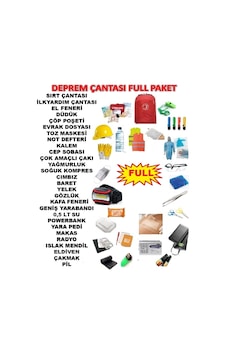45 Parça Deprem Çantası Afet Çantası Acil Durum Kiti Full Paket 45 Parça Deprem Çantası Afet Çantası Acil Durum Kiti Full Paket