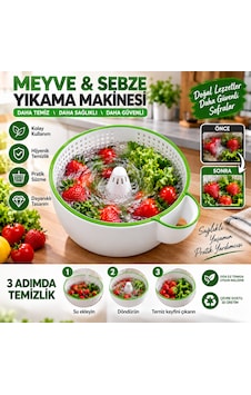 Meyve Sebze Yıkama Makinesi Beyaz-yeşil Meyve Sebze Yıkama Makinesi Beyaz-yeşil