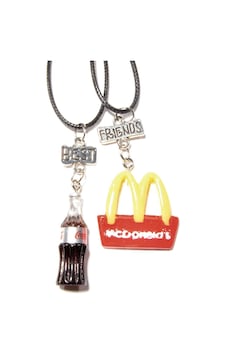 Tedz Collection Fast Food Arkadaşlık Kolyesi Siyah Tedz Collection Fast Food Arkadaşlık Kolyesi Siyah