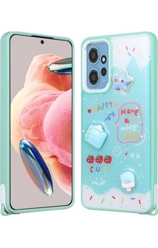 Xiaomi Redmi Note 12 4g Kılıf Parlayan Simli Kabartma Figürlü Zore Cevze Kapak Yeşil Xiaomi Redmi Note 12 4g Kılıf Parlayan Simli Kabartma Figürlü Zore Cevze Kapak Yeşil