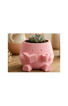 Alvera Kitap Okuyan Saksı 3d Baskı Kupa Tutan Sevimli Saksı-pembe Alvera Kitap Okuyan Saksı 3d Baskı Kupa Tutan Sevimli Saksı-pembe