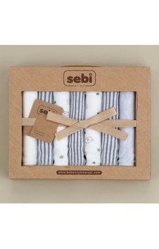 Sebi Bebe Müslin Bebek Ağız Mendili 7'li 2009 Ekru-gri