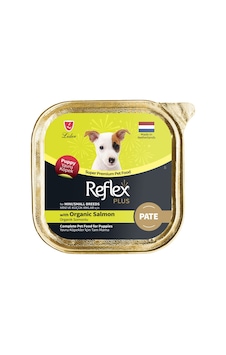 Reflex Plus Alu Tray Organik Somonlu Pate Kıyılmış Küçük Irk Yavru Köpek Maması 5 x 85 G Reflex Plus Alu Tray Organik Somonlu Pate Kıyılmış Küçük Irk Yavru Köpek Maması 5 x 85 G