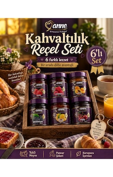 Reçel Seti Kahvaltılık 6 Adet %65 Meyveli Reçel Seti Kahvaltılık 6 Adet %65 Meyveli