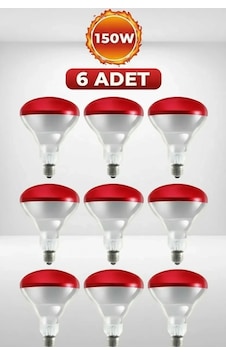 Buğz 6 Adet 150w Kızılötesi Isıtıcılı Hayvan Isıtma Ve Kuluçka Lambası Kırmızı Işık E27 Kalın Duy Buğz 6 Adet 150w Kızılötesi Isıtıcılı Hayvan Isıtma Ve Kuluçka Lambası Kırmızı Işık E27 Kalın Duy