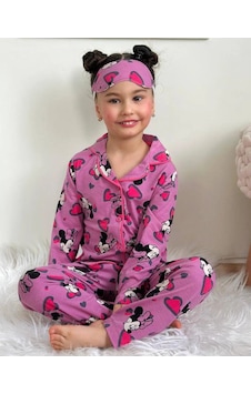 Lillypicca Kız Çocuk Desenli Pamuklu Önden Düğmeli Göz Bantlı Uzun Kol Pijama Takımı 9009 Mürdüm Lillypicca Kız Çocuk Desenli Pamuklu Önden Düğmeli Göz Bantlı Uzun Kol Pijama Takımı 9009 Mürdüm