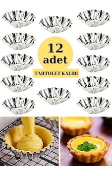 12 Adet Tartolet Kalıbı Kek Kurabiye Tart Kalıbı Paslanmaz Çelik Metalik Diğer 12 Adet Tartolet Kalıbı Kek Kurabiye Tart Kalıbı Paslanmaz Çelik Metalik Diğer
