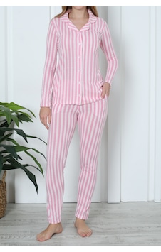 Nicoletta Kadın Pijama Uzun Kollu Düğmeli Pijama Takımı C Nıc1107 PEMBE Nicoletta Kadın Pijama Uzun Kollu Düğmeli Pijama Takımı C Nıc1107 PEMBE
