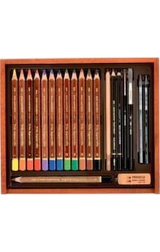 Kohinoor Trio Aquarelle 12'li Hem Üçgen Hem Kalın Aquarel Boya Ve Eskiz Seti Ahşap Kutulu Set