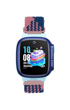 Huawei Gt4 41mm Omsy Krd-139 18mm Çocuklara Özel Örgü Kordon - Pembe-mavi
