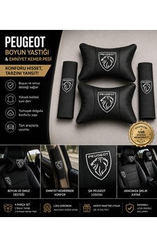 Peugeot Deri Yastık Ve Kemer Pedi Oto Boyun Yastığı Güvenli Sürüş Deri Konfor Siyah Peugeot Deri Yastık Ve Kemer Pedi Oto Boyun Yastığı Güvenli Sürüş Deri Konfor Siyah