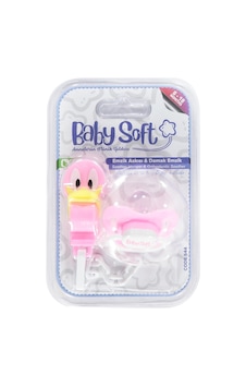 Babysoft Fıgurlu Emzık Askısı ve Damaklı Emzık No:2 - Pembe