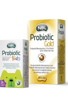 NBL Probiotic Kids 30 Çiğneme Tableti+NBL Probiotic Gold 20 Stick Saşe NBL Probiotic Kids 30 Çiğneme Tableti+NBL Probiotic Gold 20 Stick Saşe