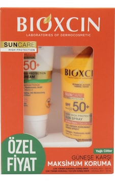 Bioxcin Yağlı Ciltler İçin Güneş Kremi SPF50+ 50 ML + Tüm Ciltler İçin Güneş Spreyi SP50+ 200 ML